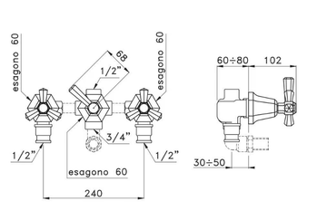 ECCELSA 3254 - 3 hole wall-mounted bathtub tap by RUBINETTERIE STELLA - view 3